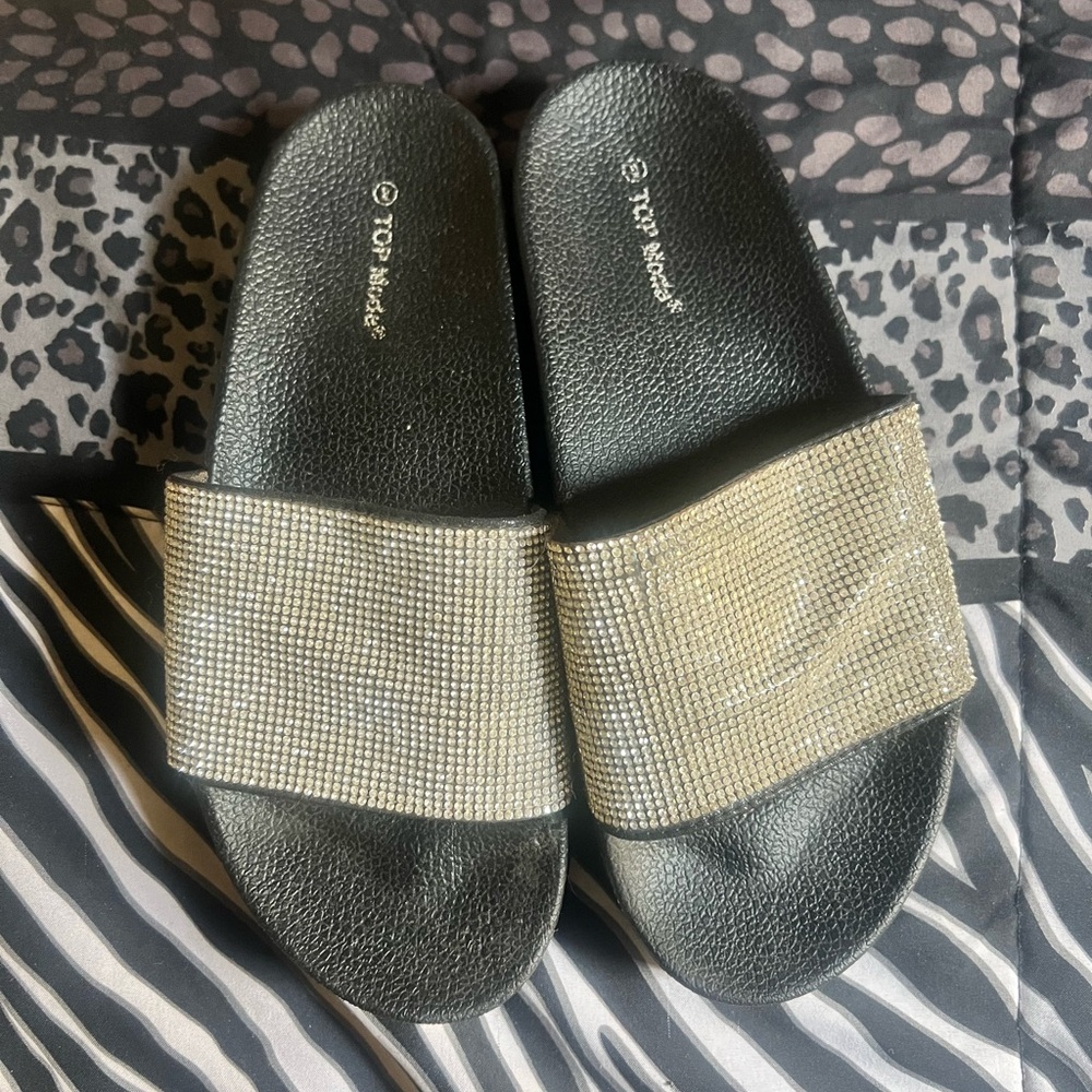 💎BLING💎 TOP Moda Black and Silver rhinestone Sandals